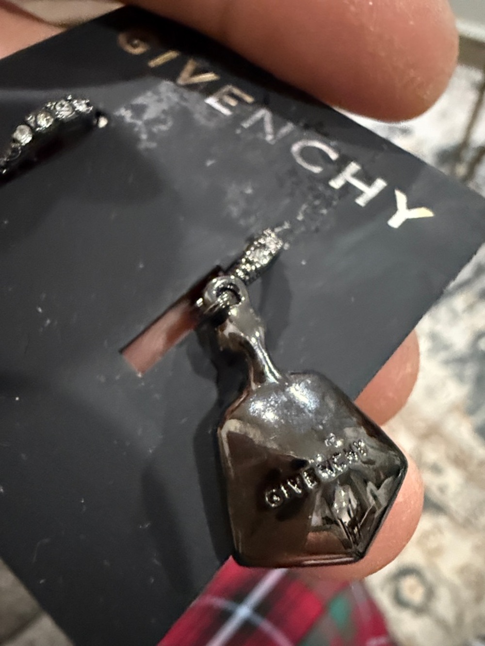Givenchy Silver-Tone Dark Navy Crystal Drop Earrings - Picture 3 of 4